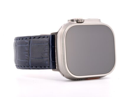 PvZ/Apple Watch Band Ultra titanium band Genf 71S alligatorprint donkerblauw24mm PvZ/Apple Watch Band Ultra titanium band Genf 71S alligatorprint donkerblauw24mm
