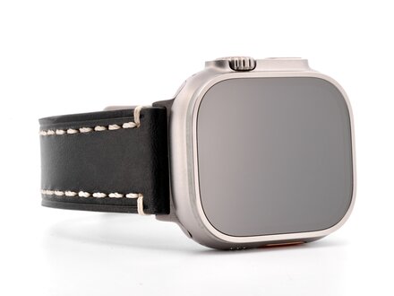 PvZ/Apple Watch Band Ultra titanium band Liberty zwart kalfsleer 24mm PvZ/Apple Watch Band Ultra titanium band Liberty zwart kalfsleer 24mm