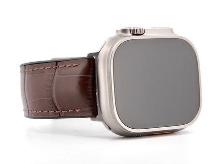 PvZ/Apple Watch Band Ultra titanium kalfsleer donkerbruin 24mm PvZ/Apple Watch Band Ultra titanium kalfsleer donkerbruin 24mm