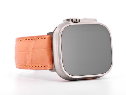 PvZ/Apple Watch Band Ultra titanium Limited Edition Louisiana echt krokoleer oranje