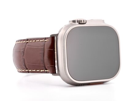 PvZ/Apple Watch Band Ultra titanium Band Indiana kroko donkerbruin PvZ/Apple Watch Band Ultra titanium Band Indiana kroko donkerbruin