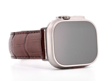 PvZ/Apple Watch Band Ultra titanium band krokoprint donkerbruin 24mm PvZ/Apple Watch Band Ultra titanium band krokoprint donkerbruin 24mm