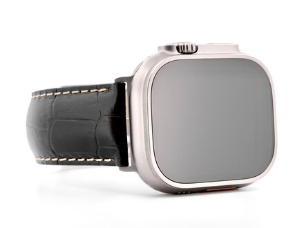 PvZ/Apple Watch Band Ultra titanium band Indiana zwart/wit alligatorprint 24mm PvZ/Apple Watch Band Ultra titanium band Indiana zwart/wit alligatorprint 24mm