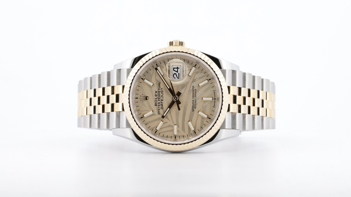 Rolex Datejust 36 126233 Palm Dial Jubilee New Unworn 2023 Full Set Paul van Zeeland Juweliers