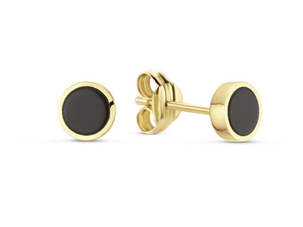 Jackie Gold Black Agate Studs JKE24.401