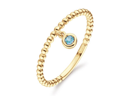 Jackie Gold Dangling London Blue Topaz Ring Mt 52 JKR24.417