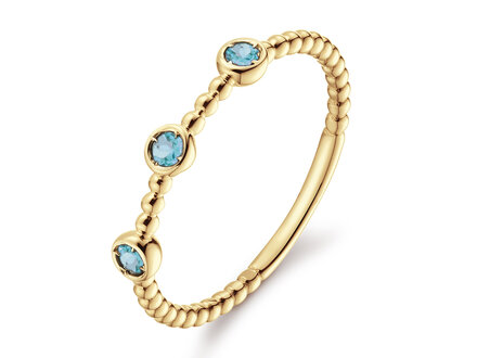 Jackie Gold Triple London Blue Topaz Ring Mt 52 JKR24.419