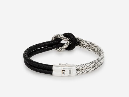 Buddha to Buddha Katja Knot Mix zlv/black Leather armband 132