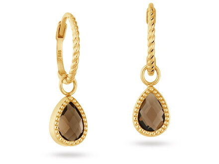 Jackie 14k geelgoud Amstel Smoky Quartz Hoops JKE25.561