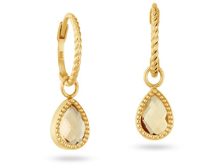 Jackie 14k geelgoud Amstel Citrine Hoops 22mm JKE25.560