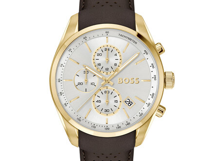 Boss Grand Prix leer 44mm HB1514225