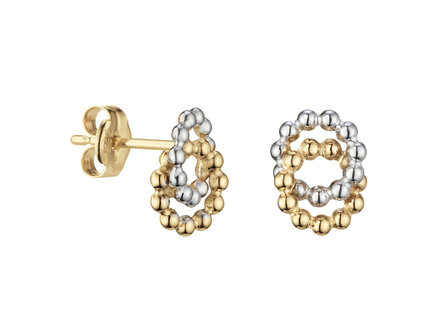 glow 14k bicolor gold oorstekers dubbel cirkel 206.1647.00