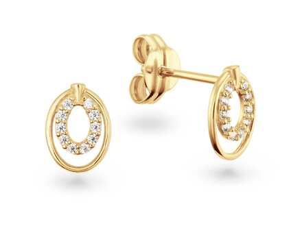 glow 14k Yellow gold oorstekers ovaal zirconia 206.0168.00
