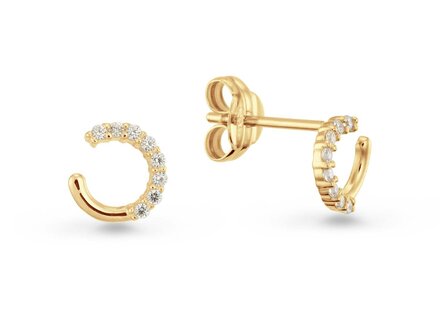 glow 14k Yellow gold oorstekers open cirkel zirconia 206.0167.00