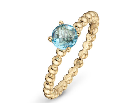 glow 14k Yellow gold Bubble Ring Blauw Topaas mt 54 214.2305