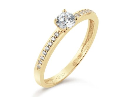 glow 14k Yellow gold solitaire ring 4mm zirconia mt 52 214.1031