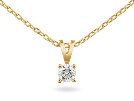 Yara 14k geelgoud solitaire collier 1/0,20ct labgrown 260N.1004.020
