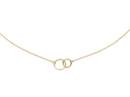 Jackie 14k Yellow gold Double Circle collier 45cm JKN20.048