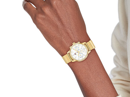 Tommy Hilfiger Blake goudkleurig mesh 34mm TH1782808