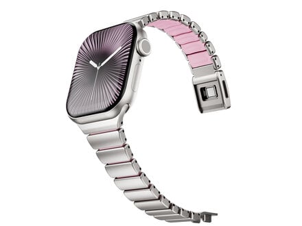 PvZ/Apple Watch Band Premium Sport stainless steel silver pink magnetic 40/41/42mm