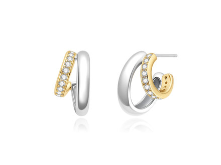 Ania Haie zilver/goldplated Tyde Echo 2-T Sparkling Stud oorstekers E072-05T