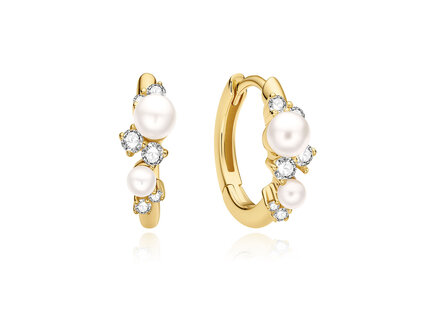 Ania Haie Goldplated Starlit Drops Pearl Huggie Hoop creolen E074-05G