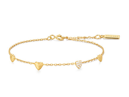 Ania Haie Goldplated Pavé Heart Station armband B074-06G