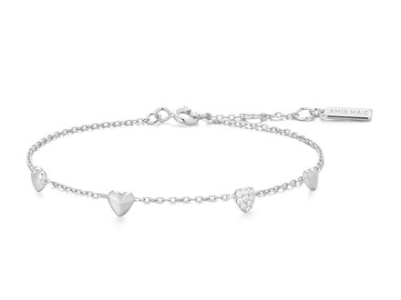 Ania Haie silver Starlit Drops Pavé Heart Station armband B074-06H