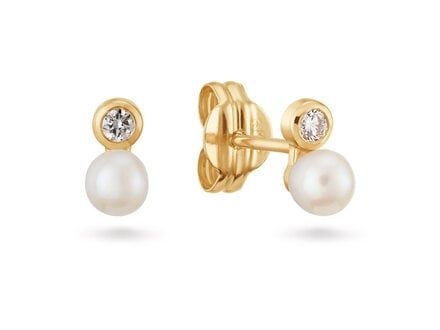 glow 14k goud oorsteker parel Labgrown 0.04ct H-SI 206.0313.00