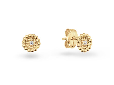glow 14k geelgoud Wavy circle oorstekers zirconia 5mm 206.0191.00