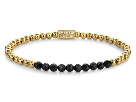 Rebel & Rose Black Glam Rocks Meets Yellowgold - 4mm S