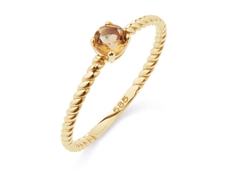 glow 14k goud ring Citrine 5mm mt 56 214.0243