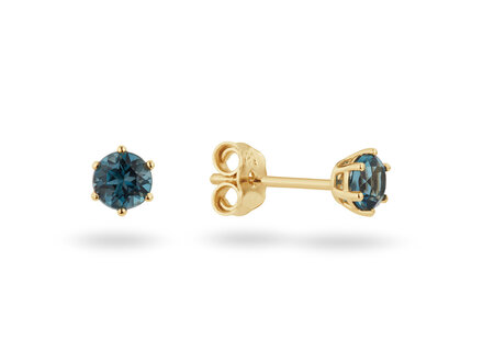 glow 14k goud oorstekers london blue topaas 5mm 206.0241.00