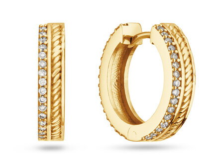 glow Goldplated Premium Hoops klapcreolen rij zirconia 107.8942.00