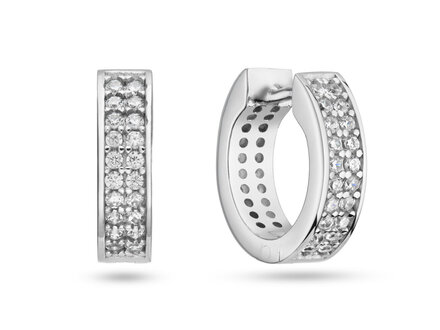 glow Zilver klapcreolen dubbele rij zirconia 107.0934.00