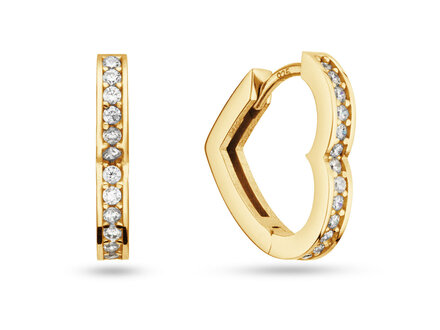 glow Goldplated klapcreolen hart zirconia 107.8933.00