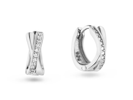 glow Zilver klapcreolen twist zirconia 10mm 107.0761.00