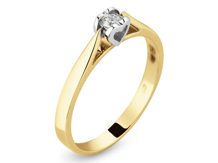 glow 14k bicolor Say Yes ring Diamant 0.08ct H -SI mt52 214.5112
