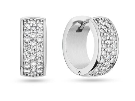 glow Zilver Premium Hoops klapcreolen 3 rij zirconia 107.0937.00