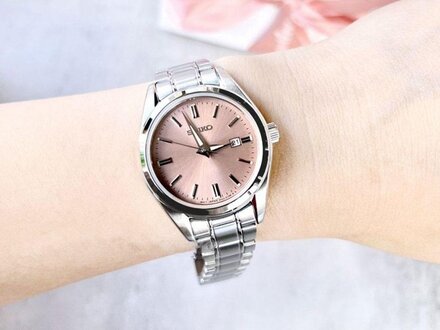 Seiko quartz pink staal 30mm SUR529P1