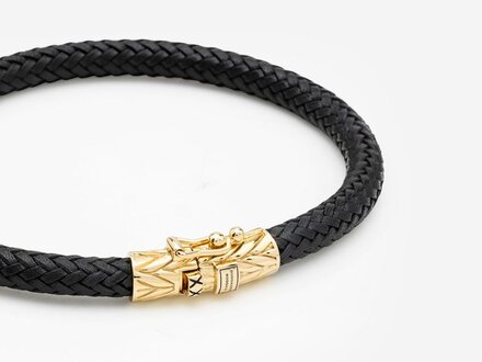 Buddha to Buddha Leather Bracelet Ellen Gold Vermeil Black 149BL GV