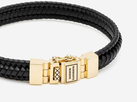 Buddha to Buddha Leather Bracelet Edwin Small Gold Vermeil Black 181BL GV