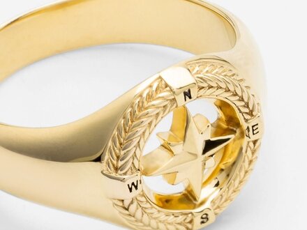 Buddha to Buddha Signet ring Compass Gold Vermeil 057GV mt20