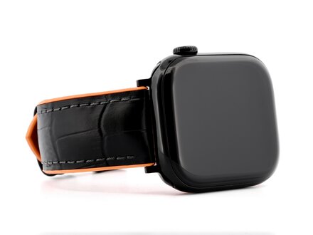 PvZ/Apple Watch Band Andy sport kroko black kalfsleer 22mm