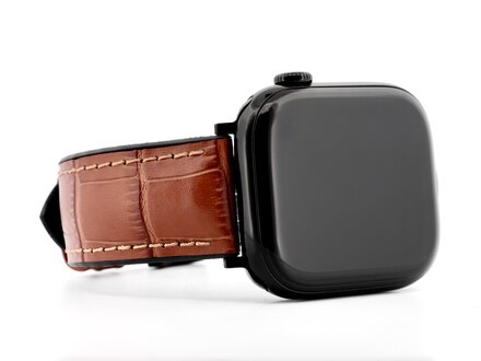 PvZ/Apple Watch Band Paul L Honey Calf Black Caoutchouc 22mm