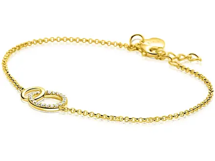 Zinzi Goldplated armband 2 ronde schakels wit zirconia ZIA1782Y