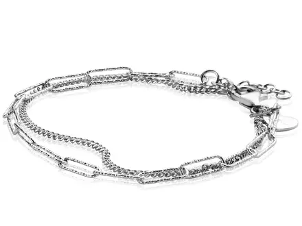 Zinzi Zilver armband 2 rijen gourmet & paperclip schakels ZIA2367