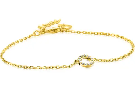 Zinzi Goldplated armband open rondje met zirconia ZIA2550Y