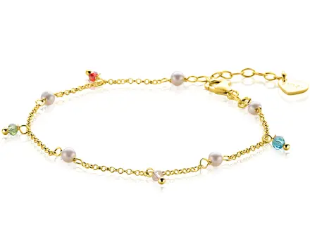 Zinzi Goldplated armband parel en kleursteentjes ZIA2705G