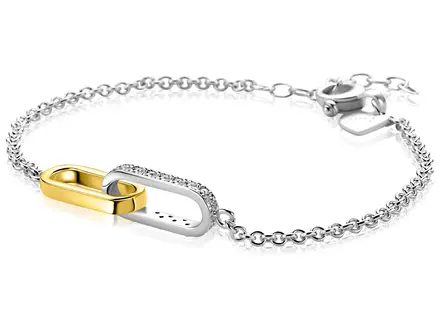 Zinzi Goldplated armband 2x schakels 1x zirconia ZIA2758
